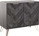 Leonique Sideboard »Nanterie«, aus einer edlen Holzoptik, mit exklusivem Fischgrätenmuster, mit 2 verstellbare Einlegeböden, Gestell aus goldfarbenem Metall, Breite 90 cm