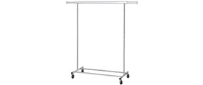 Songmics - Schwerlast Metall Kleiderständer bis 90 kg belastbar mit Rollen Garderobenständer klappbar, Länge: 92-132 cm, Chrom, Industrie HSR13S