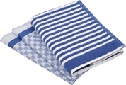 ROSS Geschirrtuch »Exclusiv«, (Set, 3 tlg.), 1x Küchen-Frottiertuch 50x50 cm Streifen und 2 Geschirrtücher 50x70 cm mit Karodesign