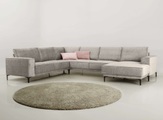 Places of Style Wohnlandschaft »XXL Sofa Oland, Struktur, Flachgewebe, Luxus-Microfaser, Boucle«, U-Form, 342 cm, Wellenunterfederung, Skandi-Design, Metallfüsse
