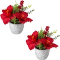 Creativ green Winterliche Kunstpflanze »Weihnachtsdeko rot«, (2 St.), im Zementtopf, mit Beeren und Zweigen