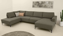HOME AFFAIRE, Home affaire Wohnlandschaft »Tournon U-Form, XXL Sofa, Breite 333 cm, Webstoff, Chenille«, Designsofa im nordischen Stil, Wellenunterfederung, Metallfüsse