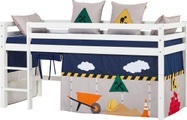 Hoppekids Hochbett »Construction«, inkl. Vorhang, Matratze und Rollrost