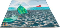 Sansibar Teppich »Rantum Beach SA-021«, rechteckig, 5 mm Höhe, Flachgewebe, modernes Design, Motiv Strand & Surfbrett, In- & Outdoor geeignet, Wohnzimmer