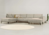 Places of Style Wohnlandschaft »XXL Sofa Oland, Struktur, Flachgewebe, Luxus-Microfaser, Boucle«, U-Form, 345 cm, Wellenunterfederung, Skandi-Design, Metallfüsse