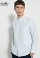 Casual Hemd Regular Fit Langarm Streifen Herren Hellblau M