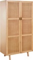 LeGer Home by Lena Gercke, LeGer Home by Lena Gercke Highboard »Lina«, Mit Rattan Einsatz, 3 Innenfächer, teilmassiv