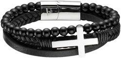Bruno Banani Lederarmband »Schmuck Geschenk Armband Kreuz, B4098B/20/00/1-21, B4098B/20/00/21«, mit Achat