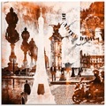 Artland Glasbild »Paris Skyline abstrakte Collage«