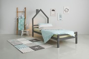 LÜTTENHÜTT, Lüttenhütt Kinderbett »Alpi«, Einzelbett aus schönem massivem Kiefernholz, in einer Haus-Optik Form, inklusive Lattenrost, in verschiedenen Farbvarianten enthältlich, Liefefläche 90x200 cm