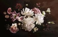 Papermoon Fototapete »BLUMEN ABSTRAKT-MUSTER DESIGN ROSEN BLUMEN DECOR RETRO«, Vliestapete, hochwertiger Digitaldruck, inklusive Kleister