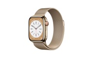 Apple, APPLE Watch Series 8 (GPS + Cellular) 41 mm - Smartwatch (Regular 130 - 200 mm, Edelstahlgeflecht, Silver Stainless Steel/Gold Milanese)