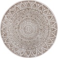 freundin Home Collection Teppich »Lilja«, rund, 5 mm Höhe, In-und Outdoor geeignet, Mandala, Wohnzimmer, Balkon, Terrasse, Garten, Pflegeleicht, Flachgewebe, Wendbar
