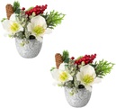 Creativ green Winterliche Kunstpflanze »Weihnachtsdeko«, (2 St.), im Zementtopf, mit Zapfen, Beeren und Zweigen