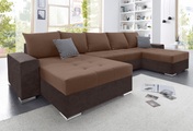COLLECTION AB Wohnlandschaft, mit Bettfunktion, Bettkasten und links oder rechts montierbarer XXL-Recamiere, inklusive Federkern und Zierkissen