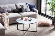 mutoni casual, Couchtisch Marmor weiss schwarz rund 80x80