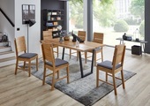 Holzzone Essgruppe »Leo«, (Set, 7 tlg.), Essgruppe, Wildeiche massiv, bestehend aus 6 modern gepolsterten Stuhl-Sesseln und einem 180 cm breiten Tisch