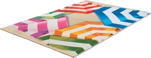 Sansibar Teppich »Rantum Beach SA-019«, rechteckig, 5 mm Höhe, Flachgewebe, modernes Design, Motiv Sonnenschirme, In- & Outdoor geeignet, Wohnzimmer