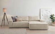 Premium collection by Home affaire Ecksofa »SHERWOOD«, mit Bett-Funktion (Liegefläche 210x136 cm), Bettkasten, mit 2 losen Rückenkissen, hochwertiger Cord-Bezug