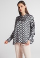 LANGARM BLUSE 1863 BY ETERNA - PREMIUM SATINBINDUNG GRAU BEDRUCKT