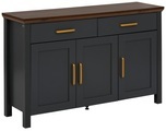 Home affaire Sideboard »Martinau«, mit einer Topplatte in einer edlen Holzoptik, mit 2 Schubladen, 3 Türen und 2 verstellbare Einlegeböden, mit Griffen aus goldfarbenem Metall, Breite 130 cm