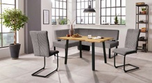 Home affaire Eckbankgruppe »Oliver«, (Set, 4 tlg.), Eckbank mit Wellenunterfederung im Sitz, Tisch Massiv Eiche