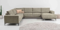 Places of Style Wohnlandschaft »XXL Sofa Oland, Struktur, Flachgewebe, Luxus-Microfaser, Boucle«, U-Form, 342 cm, Wellenunterfederung, Skandi-Design, Metallfüsse