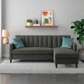 Dorel Home Ecksofa mit Schlafffunktion, Recamiere mit Stauraum beidseitig montierbar, Rückenlehne 2-teilig und 3-fach verstellbar