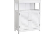 Vasagle - SONGMICS Badezimmerschrank aus Holz, Badezimmer Organizer, Badezimmerregal, freistehend mit 2 Lamellentüren, weiß, BBC40WT