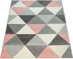Paco Home Teppich »Lara 276«, rechteckig, 18 mm Höhe, Kurzflor, modernes geometrisches Design, Pastell-Farben, handgefertigter Konturenschnitt, ideal im Wohnzimmer & Schlafzimmer