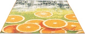 Sansibar Teppich »Rantum Beach 002«, rechteckig, 5 mm Höhe, Flachgewebe, modernes Sommer Design, Motiv Orangenscheiben, In- & Outdoor geeignet, Wohnzimmer