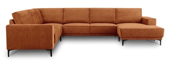 Places of Style Wohnlandschaft »XXL Sofa Oland, Struktur, Flachgewebe, Luxus-Microfaser, Boucle«, U-Form, 342 cm, Wellenunterfederung, Skandi-Design, Metallfüsse