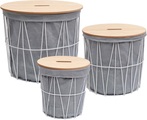 andas Wäschekorb »YXE«, (Set, 3 St.), MDF/Metall, mit abnehmbarer Platte und Wäschesack
