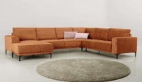 Places of Style Wohnlandschaft »XXL Sofa Oland, Struktur, Flachgewebe, Luxus-Microfaser, Boucle«, U-Form, 342 cm, Wellenunterfederung, Skandi-Design, Metallfüsse