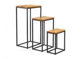Home affaire Beistelltisch »Trio Set«, (Set, 3 St., 3-Teilig), Metallbeine, Eiche Massivholzplatte, Satztisch