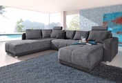 Places of Style Wohnlandschaft, mit Federkern, Bettfunktion und Bettkasten, inklusive 2 Kopfstützen, frei im Raum stellbar