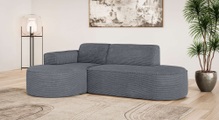 GOODproduct Ecksofa »ADELLA Design-Sofa mit Recamiere rechts/links, 248/159/76 cm« L-Form mit Wellenunterfederung, runde Form, auch in Cord