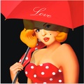 Artland Wandbild »Pin-Up Girl unter rotem Regenschirm«