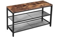 Vasagle, Vasagle - INDESTIC Schuhbank mit 2 Gitterablagen, Schuhregal mit Sitzfläche, Schuhablage für den Eingangsbereich, Flur, Metall, Industrie-Design, Holzoptik LBS74X