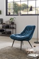 Sessel XXL Samt blau Metallbeine schwarz
