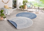 NORTHRUGS Teppich »Porto«, rund, 5 mm Höhe, In-und Outdoor geeignet, Wohnzimmer, Balkon, Terrasse, Garten, Robust, Pflegeleicht, Flachgewebe, Wendbar