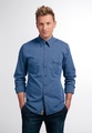 Eterna, ETERNA LANGARM HEMD SLIM FIT UPCYCLING SHIRT FAKE DENIM JEANSBLAU