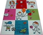 Paco Home Kinderteppich »Alma 928«, rechteckig, 14 mm Höhe, Kurzflor, Kinder Design, Karo-Muster mit kunterbunten verspielten Motiven, Kinderzimmer