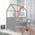 roba® Babybett »Hausbett, 60x120 cm«, (3 tlg.), inklusive Wickelplatte zum Aufsetzen & passender Wickelauflage