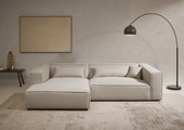 LeGer Home by Lena Gercke Ecksofa »PIARA XXL, Big-Sofa in Cord oder Leinenoptik, L-Form, mit Kedernaht«, wahlweise Ottomane rechts/links, schwarze Füsse, extra tiefe Sitzfläche