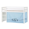 Hoppekids, Hoppekids Hochbett »ECO Dream, Kinderbett, Spielbett, Halbhohes Bett aus Massivholz«, inkl. Vorhang-Set Auto Blau, Bettgrösse & Matratze wählbar