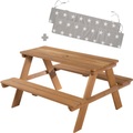 Roba, roba® Kindersitzgruppe »Picknick for 4 Outdoor +, Teakholz«, (Set), mit abgerundeten Ecken; inklusive Sitzauflagen »Little Stars«