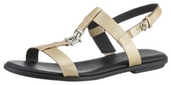 Tommy Hilfiger Riemchensandale »TH FLAT SANDAL GOLDEN«, mit TH-Schmuckelement