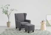 Home affaire Sessel »Chilly«, (Set, 2 St., bestehend aus Sessel und Hocker), mit bequemer Federkern-Polsterung, in drei unterschiedlichen Bezugsqualitäten erhältlich, Sitzhöhe 44 cm