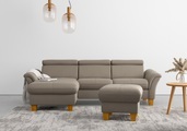 Home affaire Ecksofa, wahlweise mit Bett mit klappbaren Rollen, Kasten und Kopfverstellung
